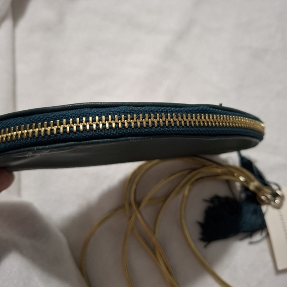 Anthropologie Anna Harlow Russo Monogram A Clutch Beaded Sequin Leather Green - Picture 8 of 12